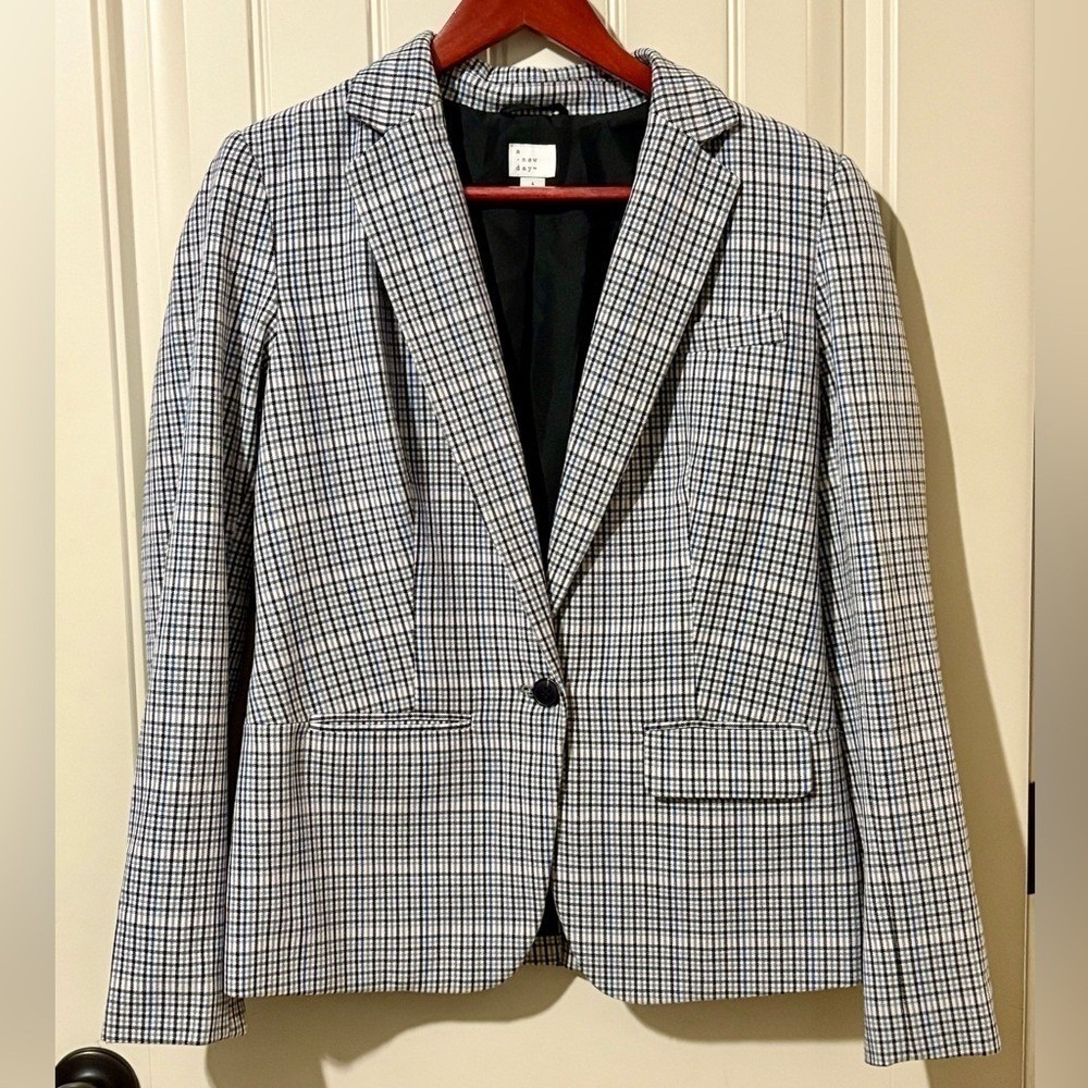 a new day Blue/Black/White Single Button Blazer - Picture 2 of 11